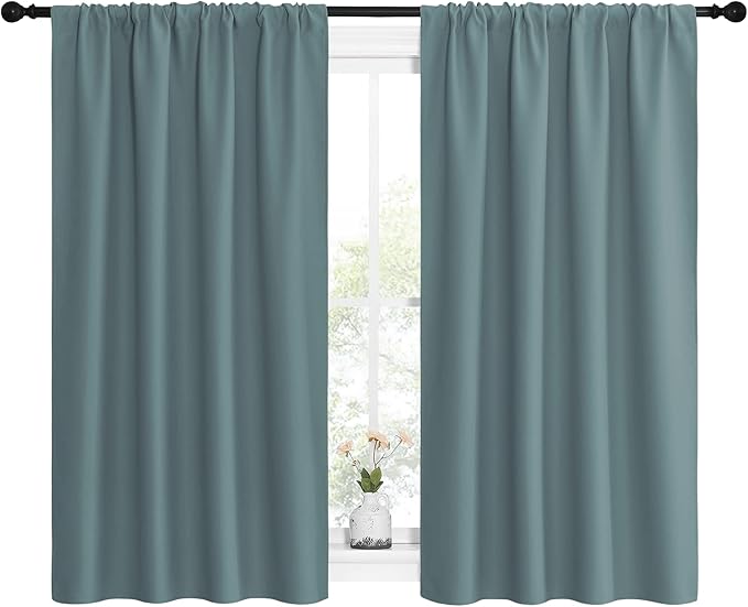 NICETOWN Greyish Blue Blackout Curtains Panels - Image 2