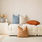 LANANAS Decorative Corduroy Throw Pillow Covers 18x18 Inch Cream-Orange