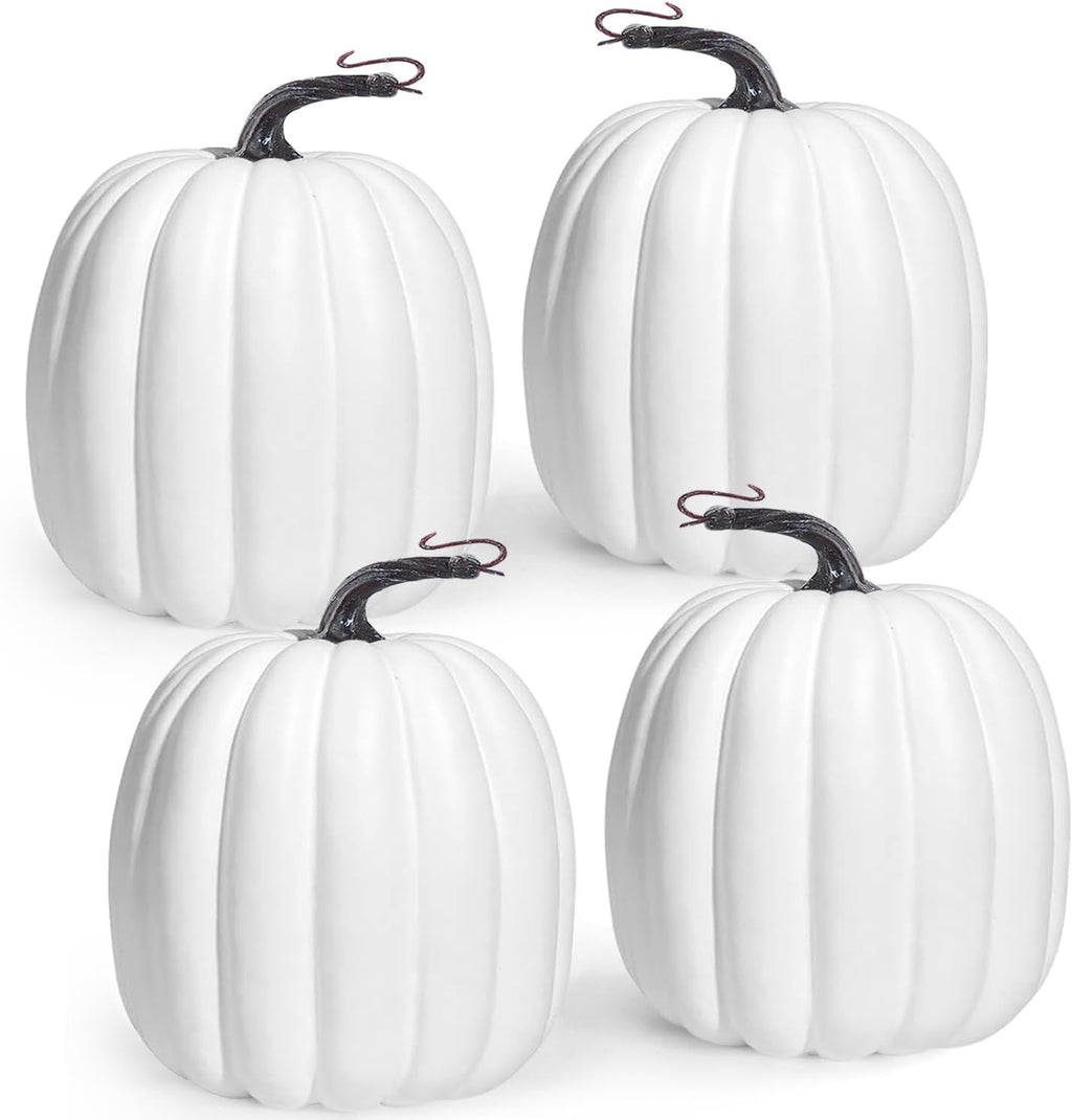 Artmag 6 Inch Large Artificial Pink Pumpkins, 4PCS Faux Foam Harvest Pumpkins for Fall Autumn Thanksgiving Seasonal Holiday Decor