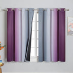 Purple and Grey Blackout Curtains 45 Inches Long, Ombre and Wavy Line Pattern by ESTELARTEXTILER