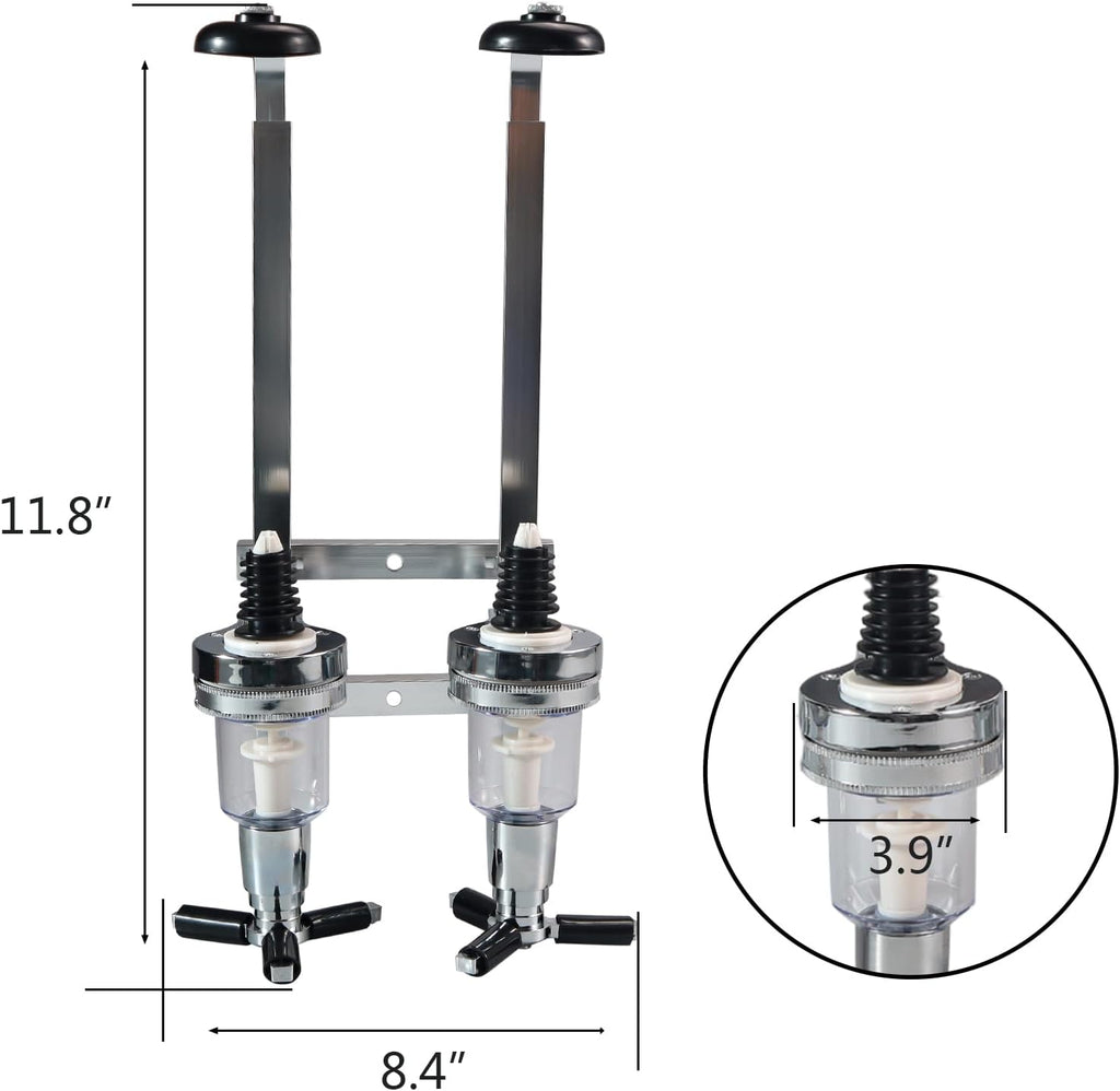 2 Bottle Wall Mounted Liquor Dispenser Bar Butler Bracket Solo Optic Spirit Wine Beer Alcohol Bottle Beverage Stand Revolving Nozzle Drinkware Set
