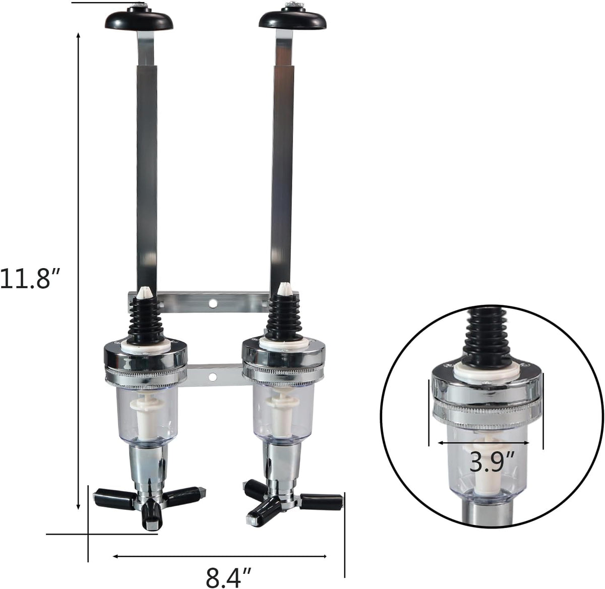 2 Bottle Wall Mounted Liquor Dispenser Bar Butler Bracket Solo Optic Spirit Wine Beer Alcohol Bottle Beverage Stand Revolving Nozzle Drinkware Set
