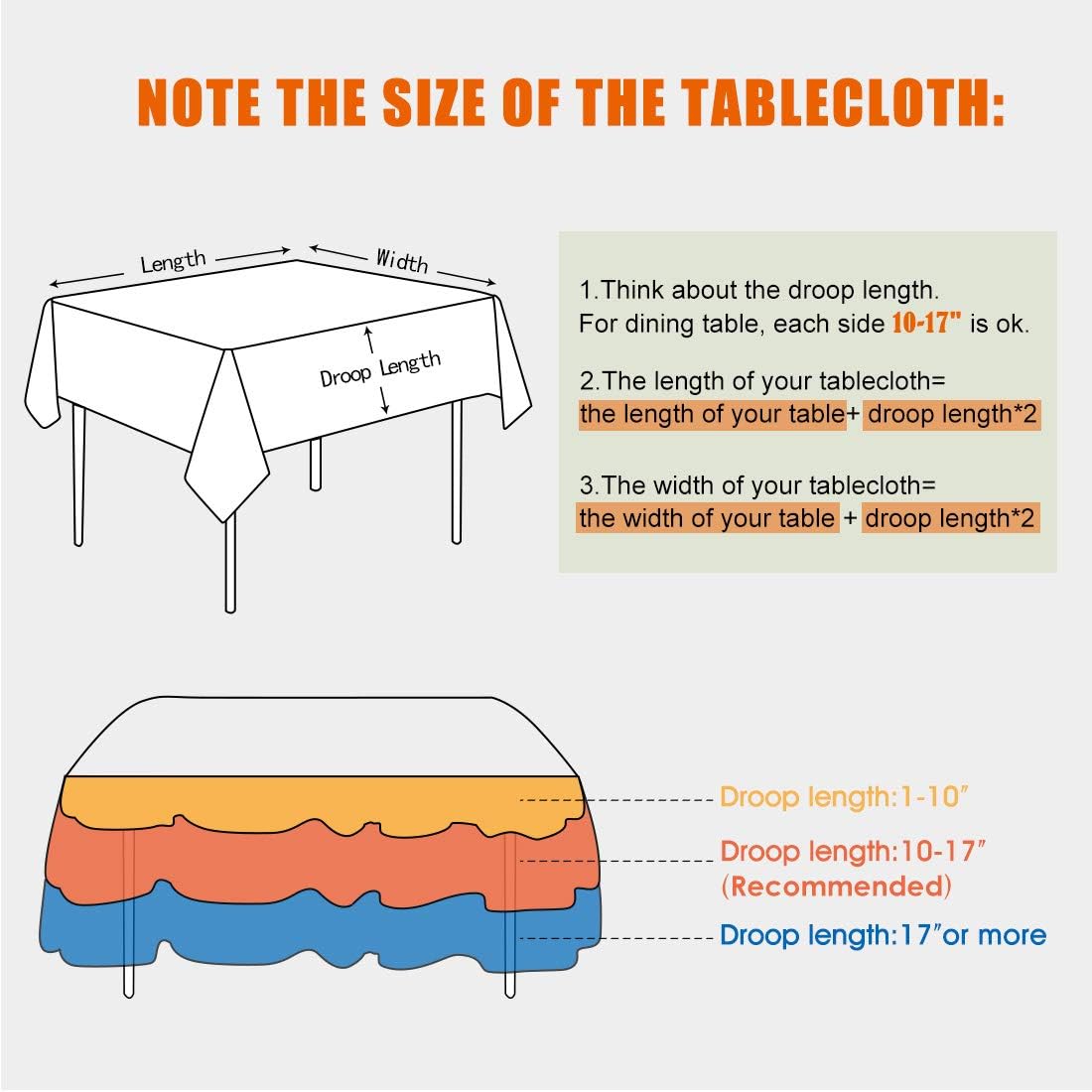 Table Cloth Rectangle Table Cover 71"x55" Beige Tablecloth
