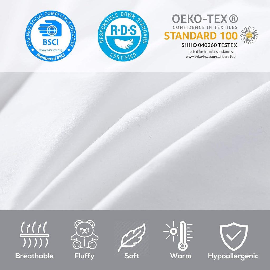 Luxurious Goose Feather Down Fiber Comforter King Size, Extra Fluffy Duvet Insert, Ultra-Soft, Breathable, Baffle Box Design, All Season Hotel Luxury (Palatial King 120" x 98" White)