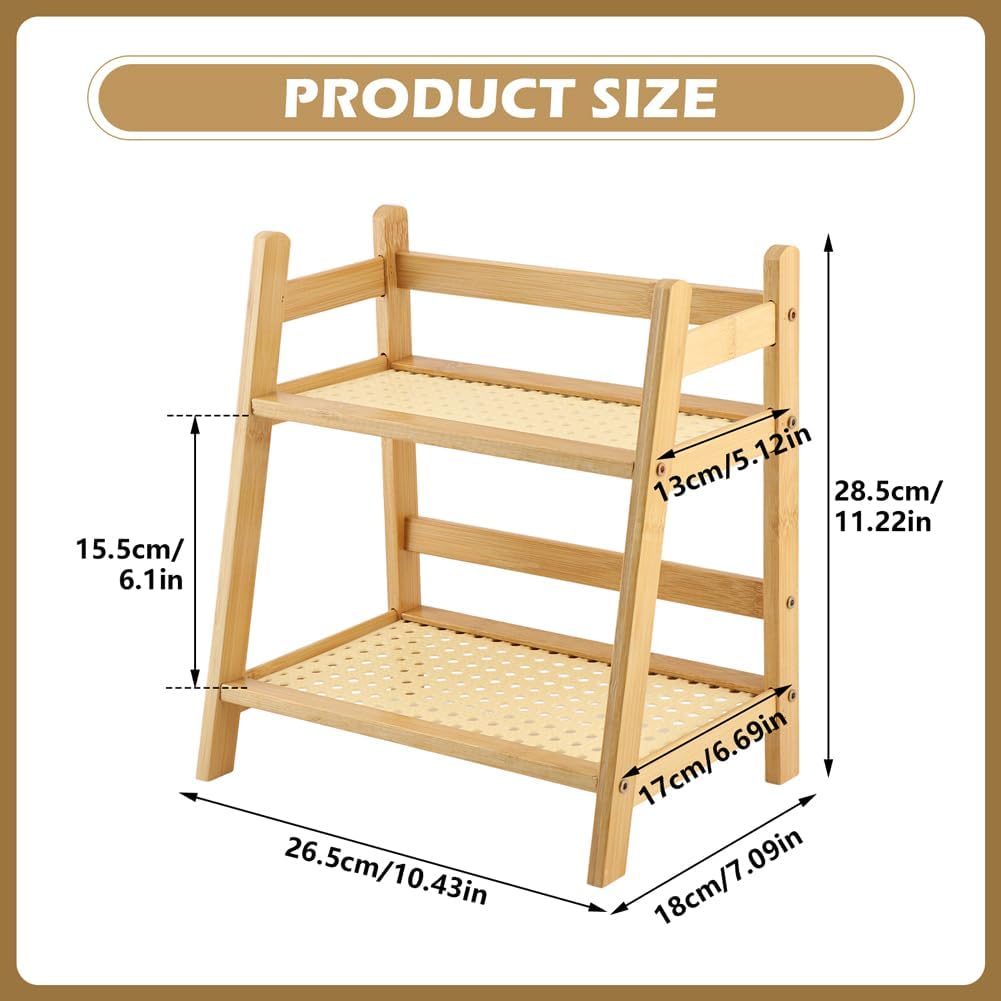Bamboo Matcha Station Organizer for Kitchen Countertop, 2 Tier Coffee Station Organizer with Mug Holder, Counter Shelf for Matcha Tools, Tea Bags, Cups and Coffee Accessories