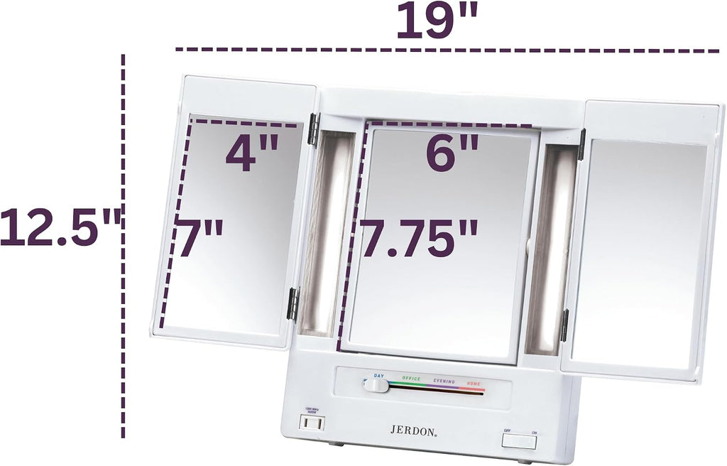 JERDON Lighted Makeup Mirror with 5X Magnification - White - JGL9W