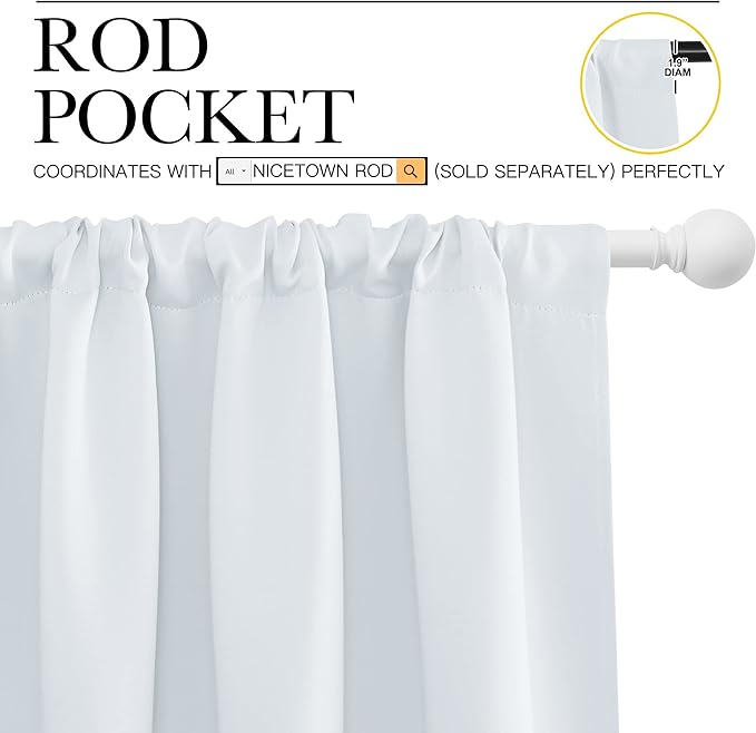 NICETOWN Greyish White Bedroom Curtain Panels - Image 3