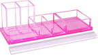 Acrylic Desk Organizer 4-Piece Desk Kit + Free Complimentary Acrylic Ruler, Desktop Organization for Office or Home (Gold)
