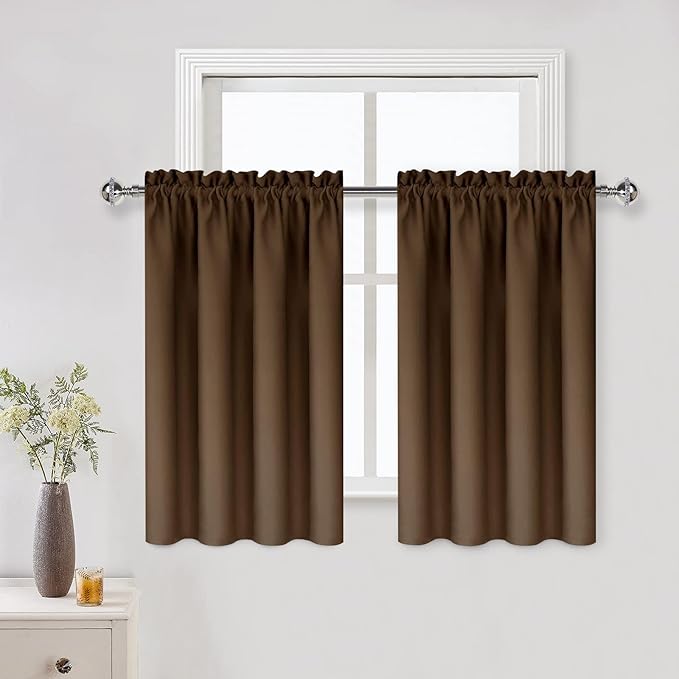 DWCN Brown Blackout Curtains for Small Window, Thermal Insulated Energy Saving by DWCN