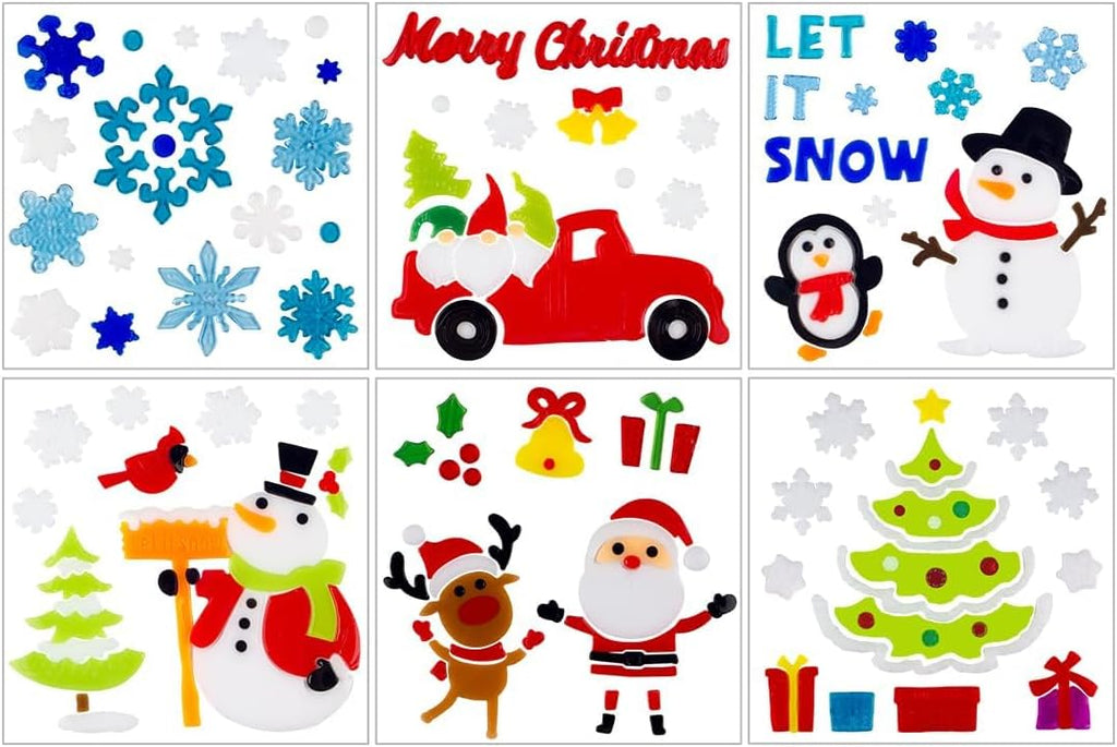 6 Sheets Fall Gel Window Clings for Glass Windows