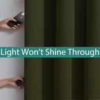 Yakamok Green 100% Blackout Curtains, Total Blackout Lined Curtain Panels - Image 2