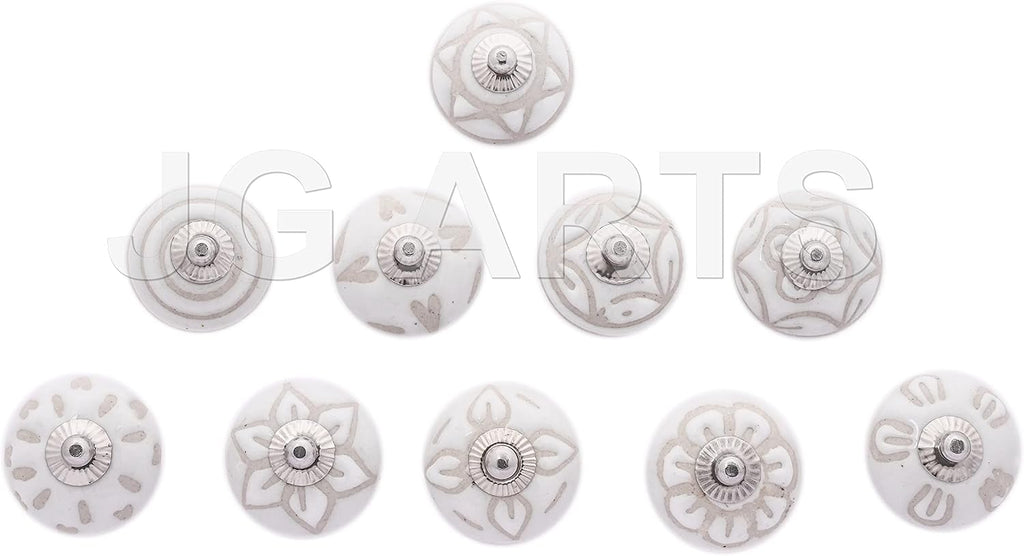 JGARTS 20 Knobs Cream White Hand Painted Ceramic Knobs Cabinet Drawer Pull
