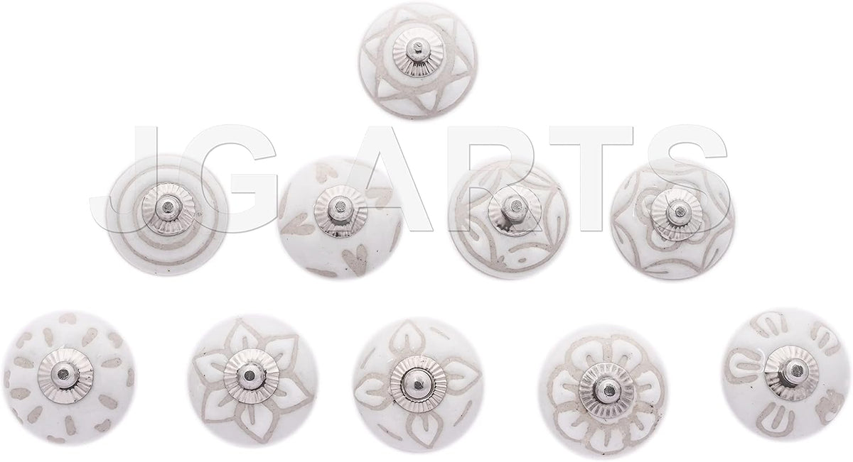 JGARTS 20 Knobs Cream White Hand Painted Ceramic Knobs Cabinet Drawer Pull