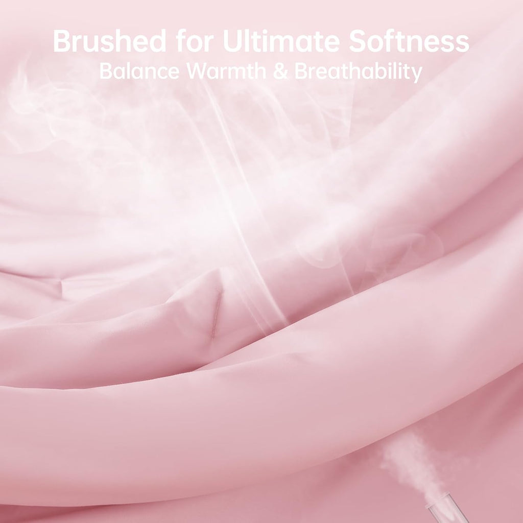 MUXHOMO Queen Comforter Set, 3-Piece All-Season Bedding, Pink