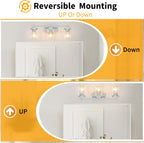 Brushed Nickel Bathroom Light Fixtures, 3-Lights Bathroom Vanity Light with Glass Shades, Modern Vanity Lights for Mirror, Wall Lights for Living Room, Hallway, Cabinet, E26 Base