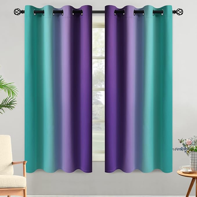 Yakamok Ombre Teal and Purple Curtains - Image 2