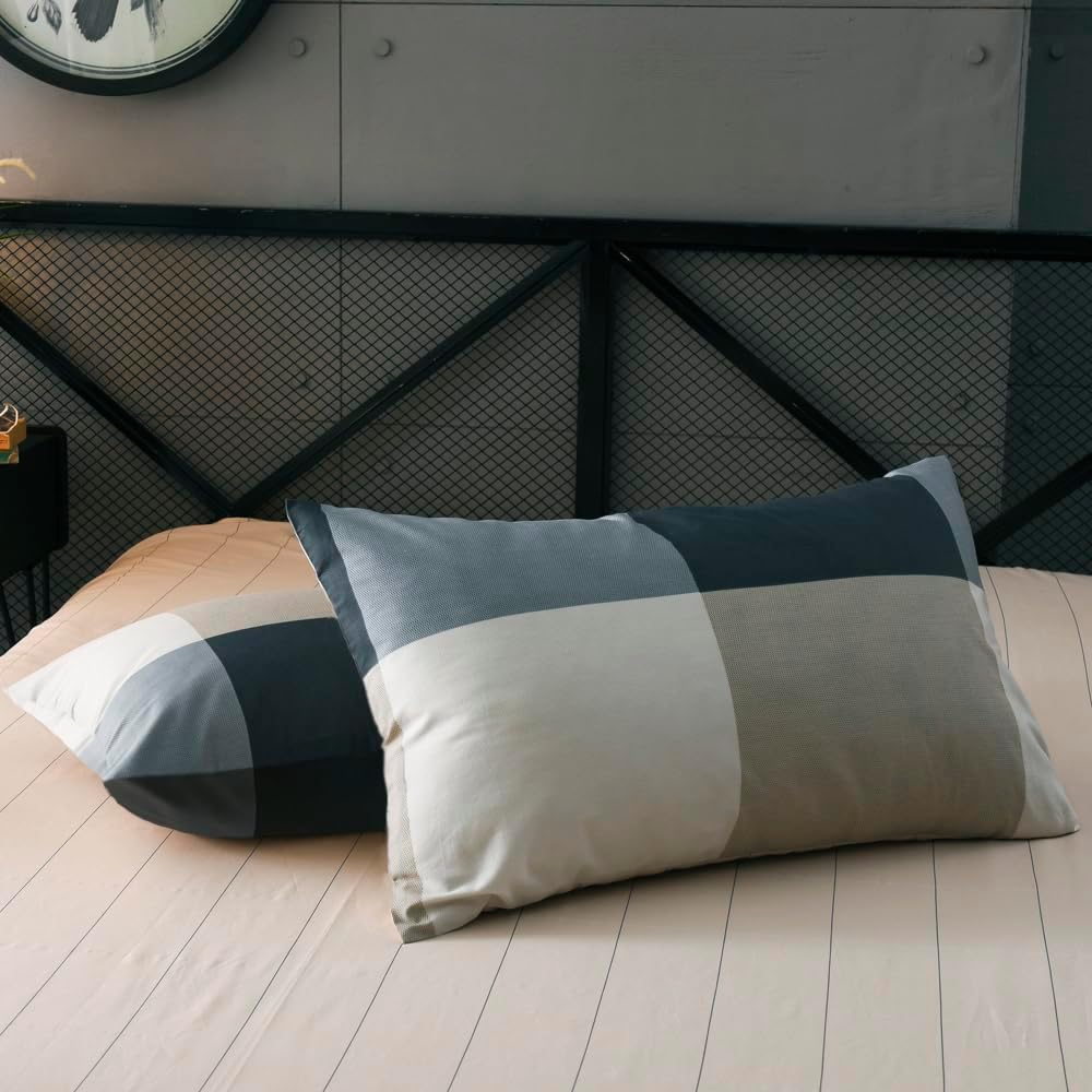 mixinni Full Comforter Set Men Boys Geometric Checkered Plaid Printed Bedding Comforter for All Season Soft Lightweight Bedding Set-Full Size
