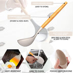 Kitchen Cooking Utensils Set, 26 Pcs Non-stick Silicone Kitchen Utensil Spatula Set with Wooden Handles, Silicone Kitchen Gadgets Utensil Set for Cookware(Khaki)