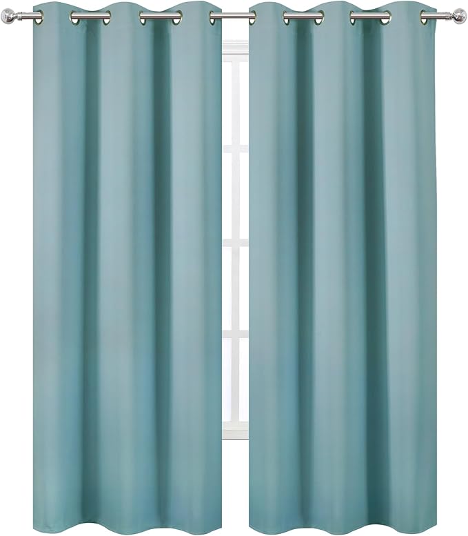 LEMOMO Stone Blue Thermal Blackout Curtains/42 x 84 Inch/Set of 2 Panels Room - Image 2