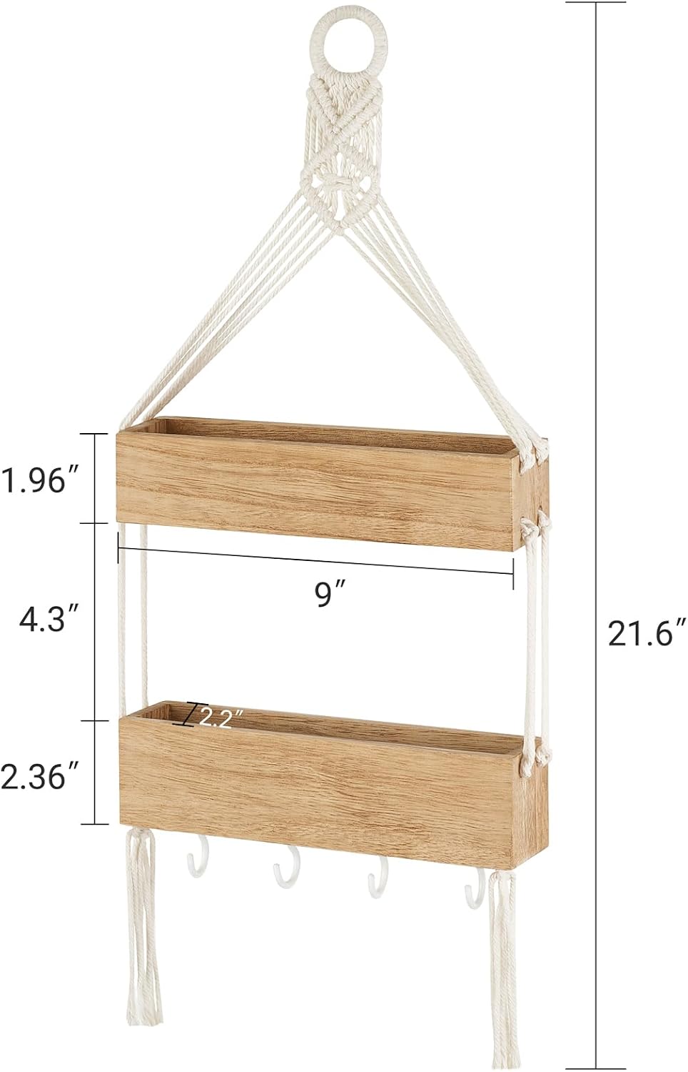 Mkono Bedside Shelf Organizer Macrame Wall Hanging Girls Room Decor Small