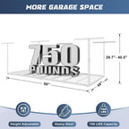 4X8FT Overhead Garage Storage Rack, 26"-40" Height Adjustable Garage Ceiling Storage Racks, Heavy Duty Metal Overhead Storage Organizer System, 750LBS Weight Capacity, White