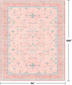 Washable Pink and Blue 8x10 Oushak Rugs - Image 2