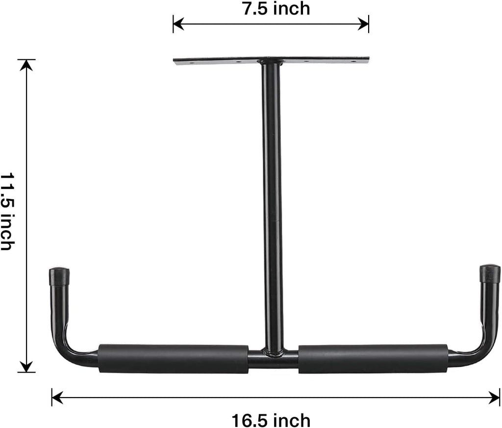Overhead Garage Storage Hooks, Heavy Duty Ceiling Mount Rack, 2 Pack Black