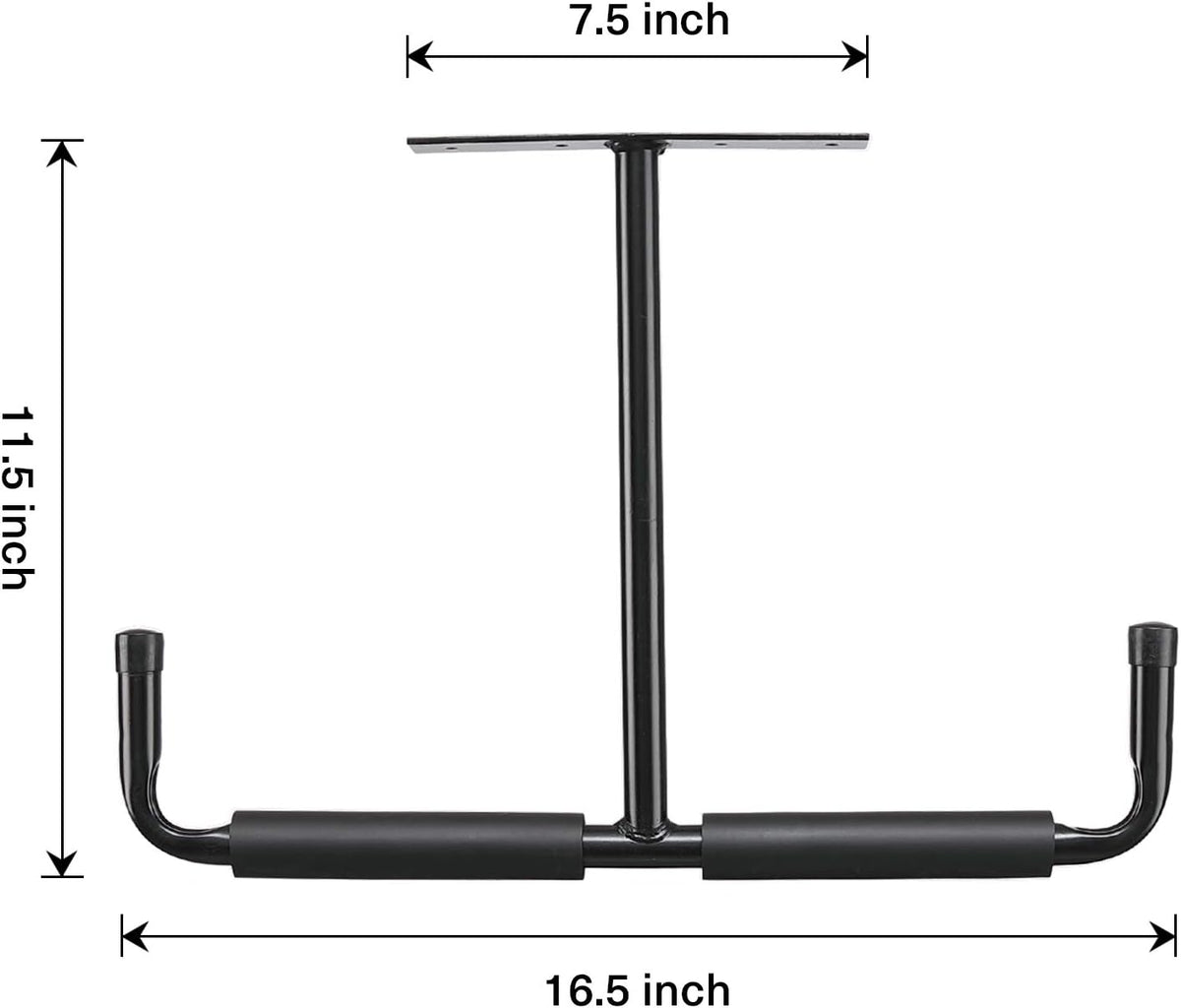 Overhead Garage Storage Hooks, Heavy Duty Ceiling Mount Rack, 2 Pack Black