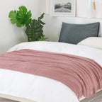 BOURINA Coral Pink Throw Blanket 60 x80 Inches Textured Solid Soft Sofa Throw - Image 5