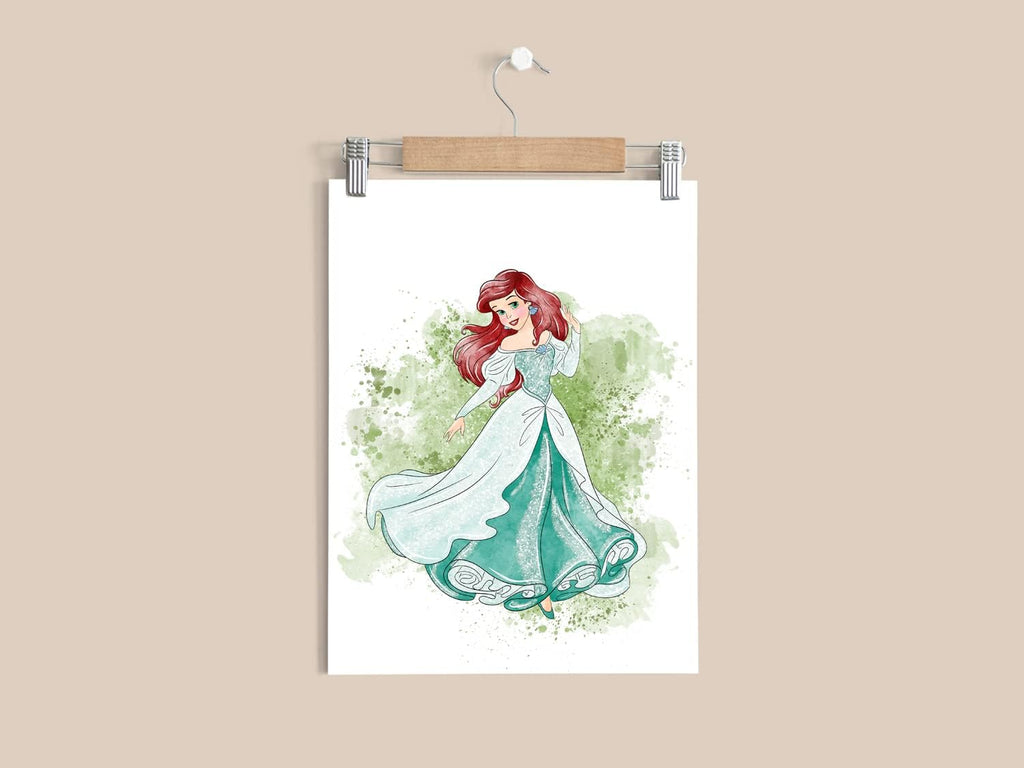 Nistio Princess Nursery Wall Art Prints, Ariel Nursery Poster, Newborn Gift, Cinderella Baby Room Decor For Girls, Princess Cinderella, Rapunzel, Ariel, Belle, Tiana, Jasmine, Set of 8 Prints, 8x10