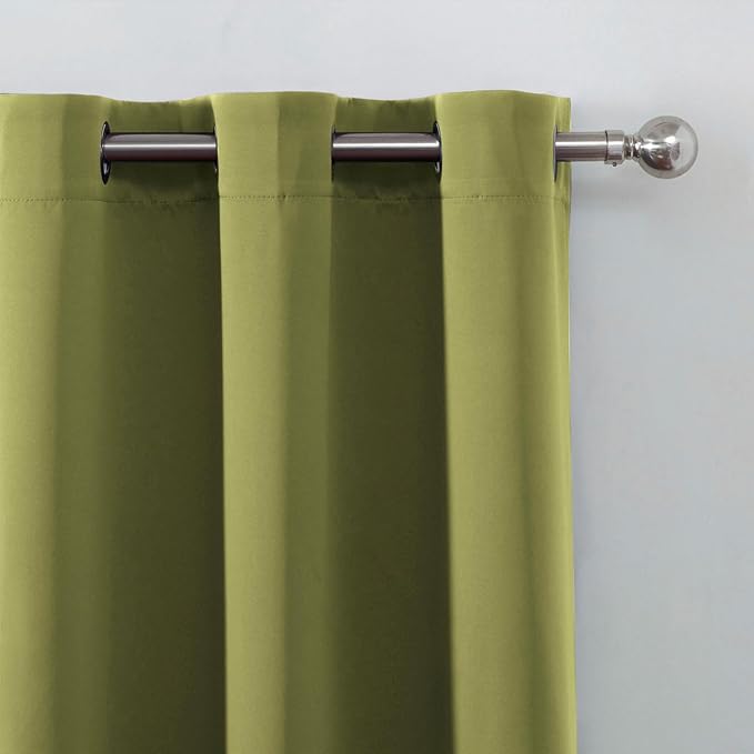 LEMOMO Blackout Curtains 66 x 72 Inch Long Olive Green Curtains Set of 2 Panels - Image 6