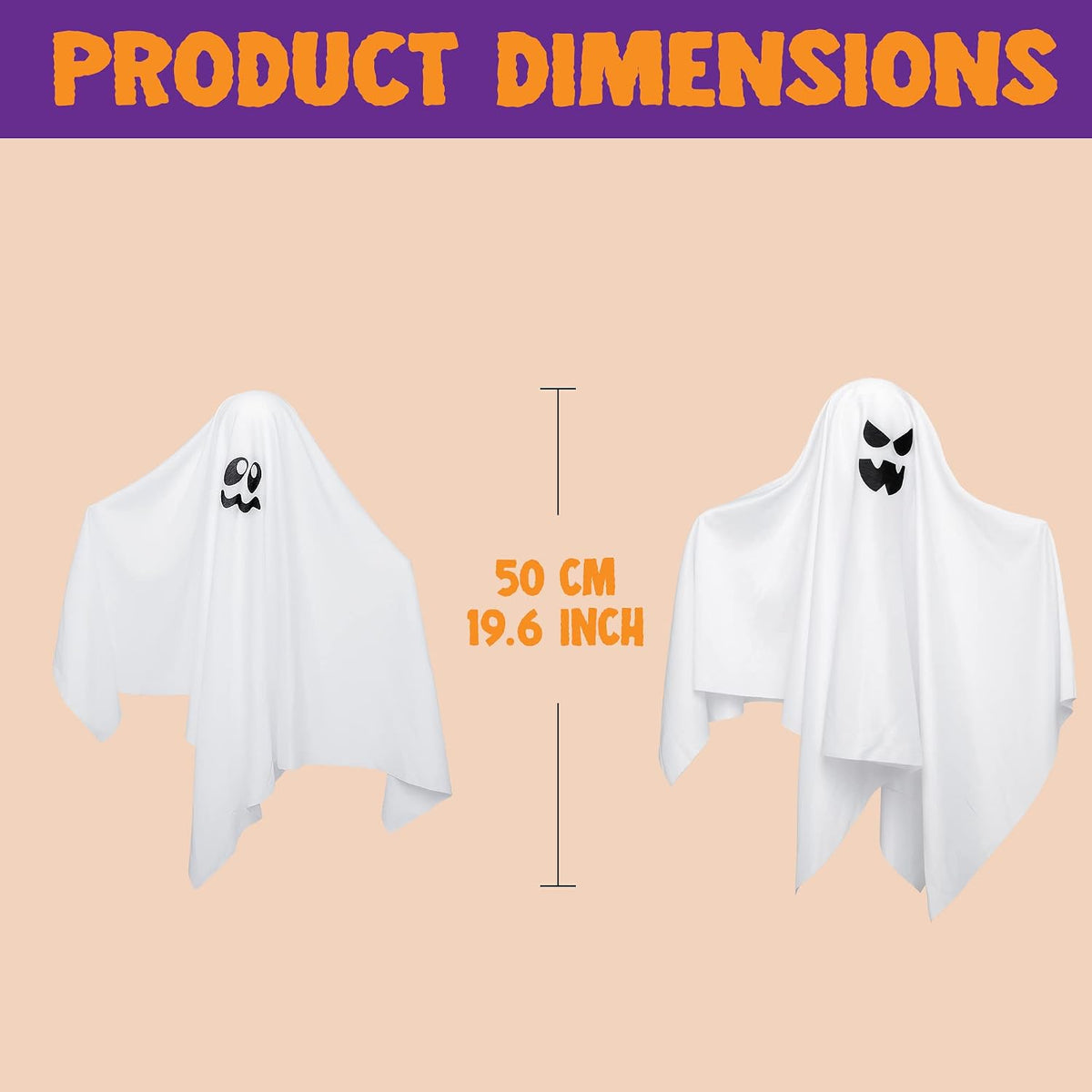 JOYIN 7 Pcs Halloween Hanging Ghost Decorations Outdoor, 19.6” Flying White Ghosts Decor for Halloween Tree Front Yard Patio Lawn Garden Party and Holiday Décor