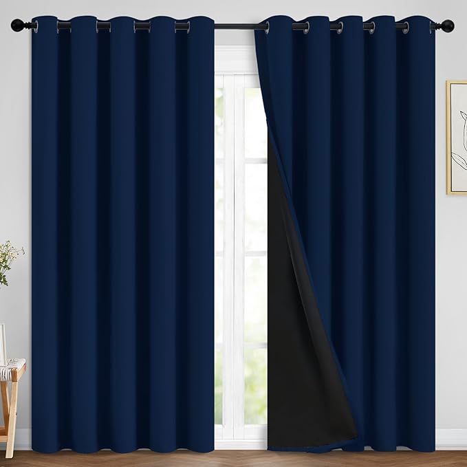 Yakamok Navy Blue 100% Blackout Curtains Energy Saving Thermal Insulated 2 by Yakamok