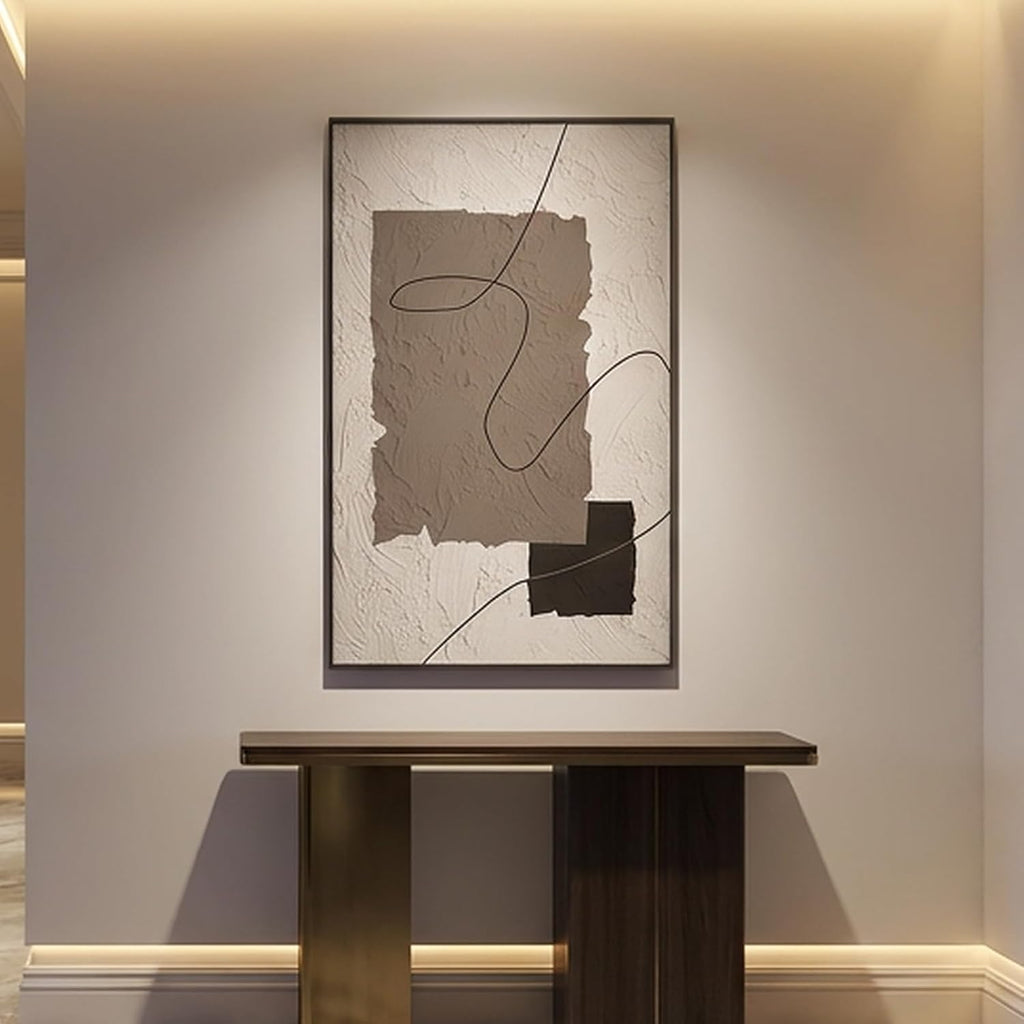 QKF Earth Geometric 3D Texture Black Aluminum Frame Canvas Wall Art
