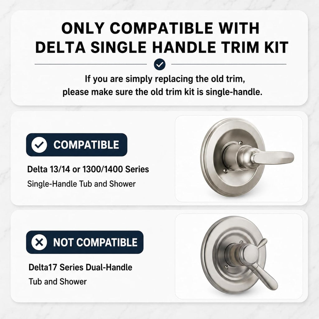 Replacement for Delta 13/14 Series Shower Trim Kit, Compatible with Delta R10000 Tub Shower Faucet Set, Brushed Gold Shower Head and Handle Set,Champagne Bronze (Cartridge and Valve Not Included)