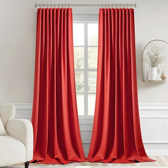 MIULEE Christmas Red Back Tab Blackout Curtains 108 Inch Long 2 Panels Set - Image 9