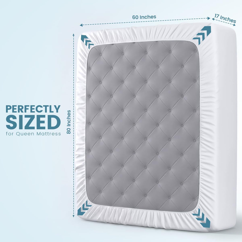 Utopia Bedding 100% Waterproof Queen Size Mattress Protector Noiseless