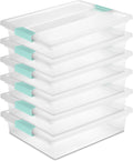 Sterilite Clip Box, Stackable Clear Plastic Bins- Large, 6-Pack