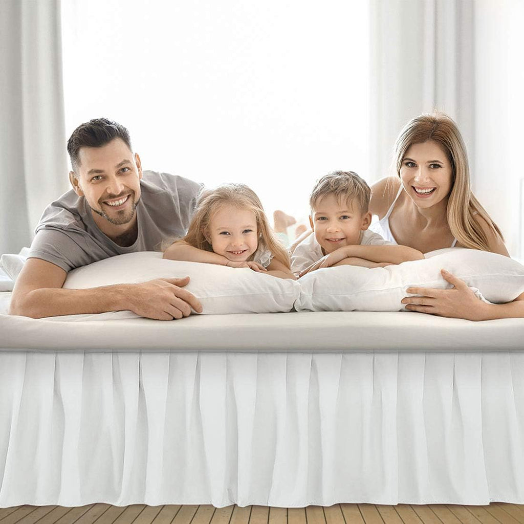 Ruffled Bed Skirt with Split Corners Three Side Coverage-King Size Dust Ruffles Bed Skirts 15 Inch Drop Expertise Tailored Fit Wrinkle Free Bed Skirt Dust Ruffle (King 15 Drop-White)