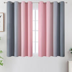 Pink and Grey Blackout Curtains 45 inches Long, Ombre Full Room Darkening - Image 2