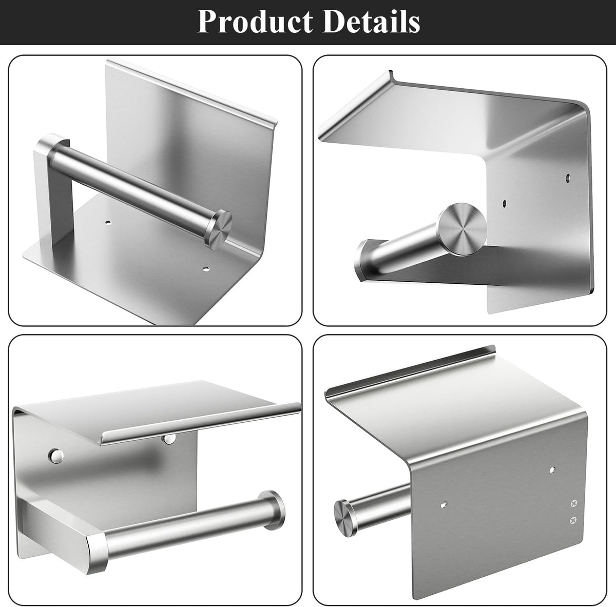 Toilet Paper Holder with Shelf Wall Mounted Toilet Paper Roll Dispenser