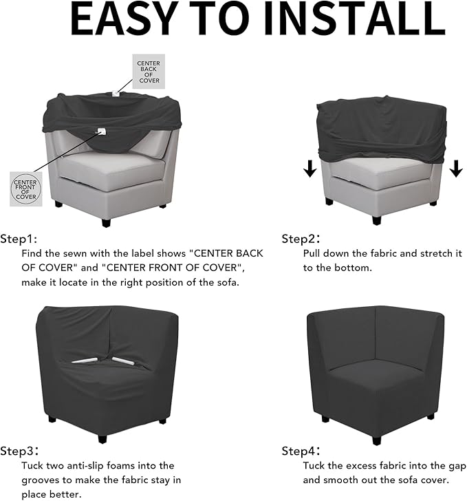 Easy-Going Stretch Sectional Corner Sofa Slipcover 1-Piece Couch Sofa Cover - Image 4