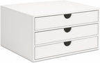 Document Organizer, 3-Drawer File Cabinet Document Storage Box, Office Desktop Filing Organizer, White