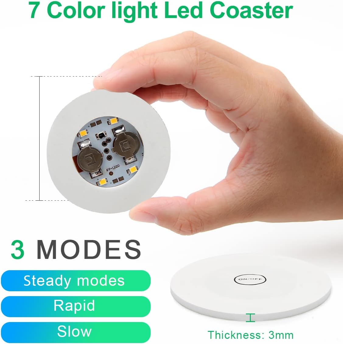 AHIIER 12 PCS Led Coasters for Drink, Bar Coaster Led Bottle Sticker Lights