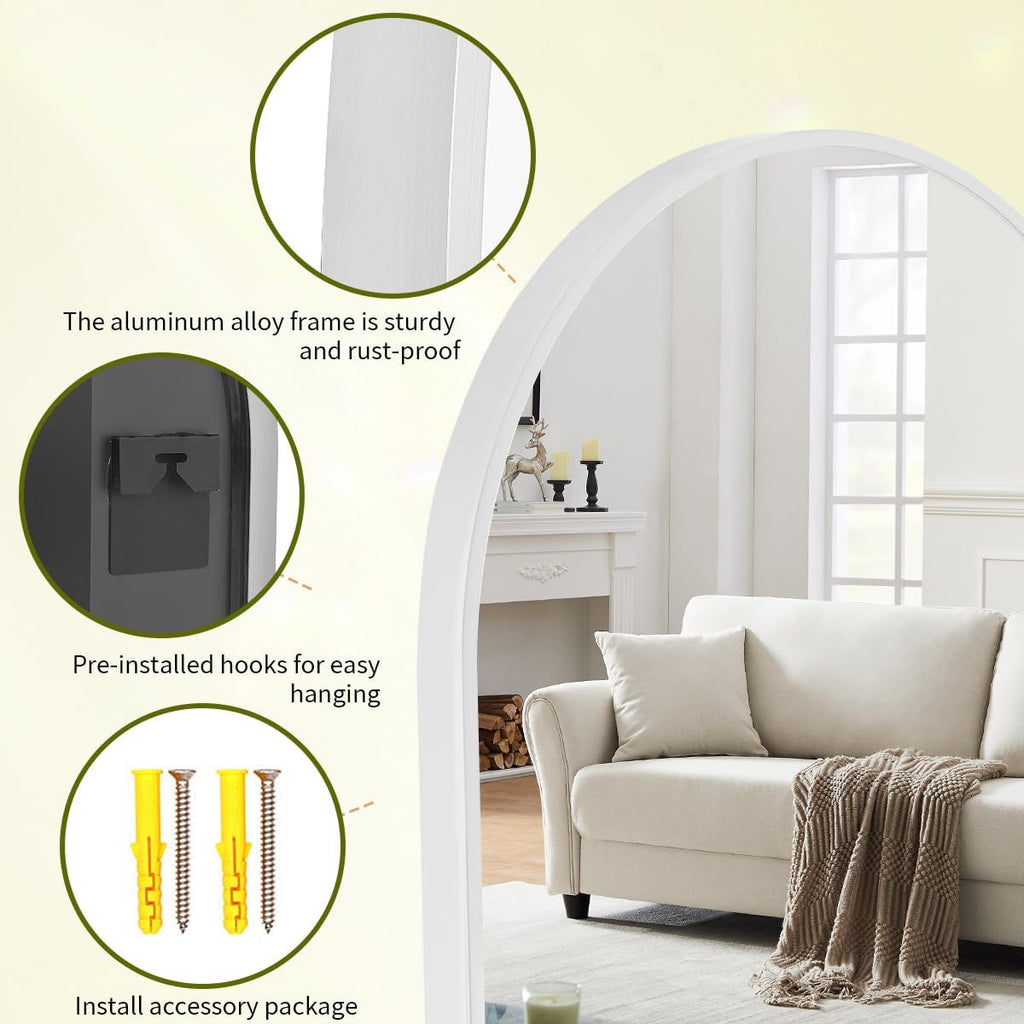 BEAUTYPEAK 20"x30" Arch Bathroom Wall Mirror, Silver