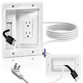Nearza in Wall Cable Management Kit with Recessed Outlet 9FT Power Cord Fits All Plugs 2 AC Outlets Slim Brush Plate Solution to Hide TV Wires Recessed Outlet Box for wall Mount TV