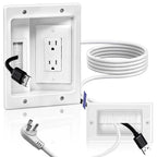 Nearza in Wall Cable Management Kit with Recessed Outlet 9FT Power Cord Fits All Plugs 2 AC Outlets Slim Brush Plate Solution to Hide TV Wires Recessed Outlet Box for wall Mount TV