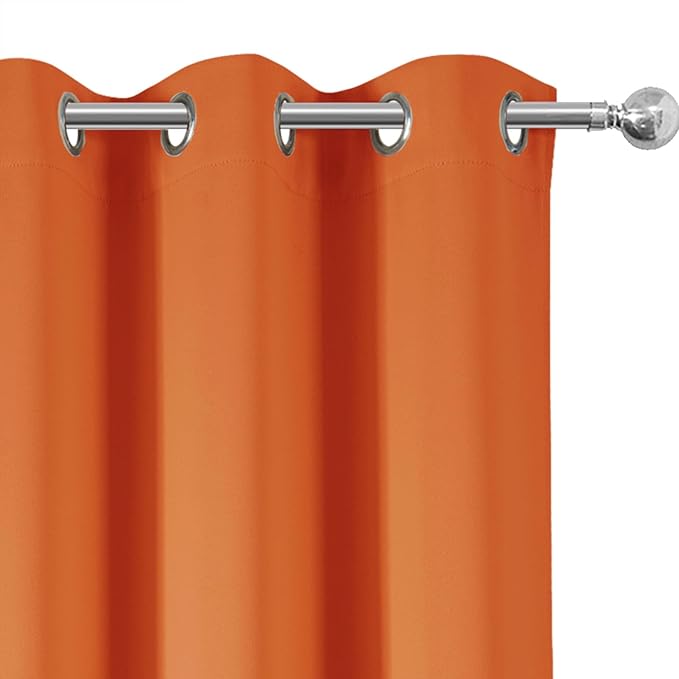 LEMOMO Blackout Curtains 66 x 72 Inch Long Orange Curtains Set of 2 Panels Room - Image 6