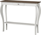 ChooChoo 39" Narrow Farmhouse Entryway Table with Drawer, Soft White