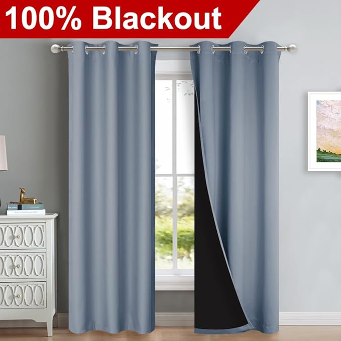 NICETOWN Full Shade Curtain Panels, Vintage Blue, Pair of Thermal Insulated & - Image 2